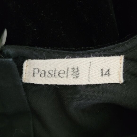 Womens Black Velvet Tiered Midi Dress Size 14 Goth Witchy Whimsigoth - Picture 5 of 7